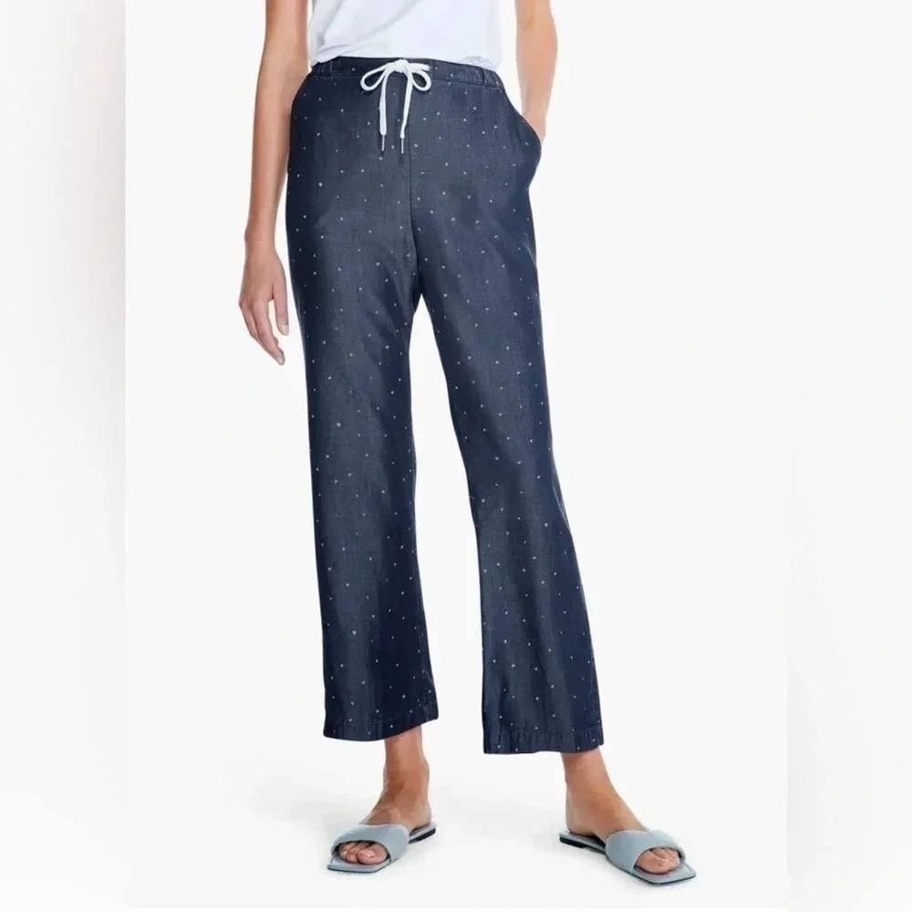 Nic & Zoe Denim‎ Dot Wide-Leg Cropped Pants Indigo Tencel Lyocell Women's 4 NWT